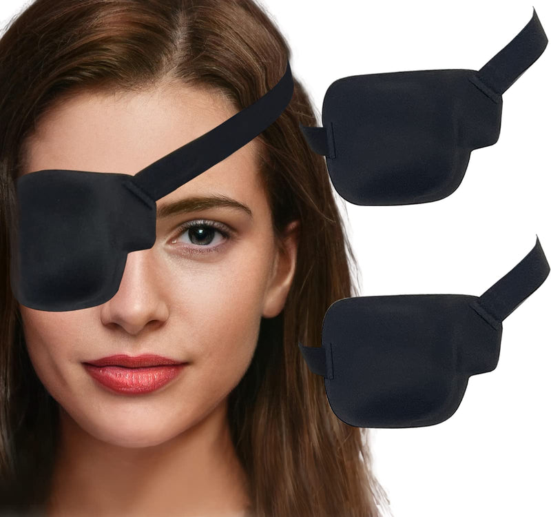 Eye Patches for Adults and Kids, 2 Pcs 3D Eye Patch Black Adjustable Medical Eyepatch for Lazy Eye Amblyopia Strabismus and After Surgery (Right Eye) Right Eye - Black 1 Count (Pack of 2)