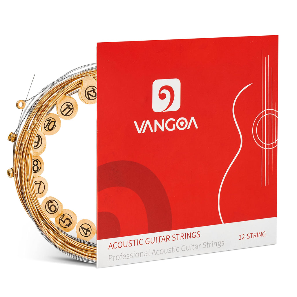 Vangoa Guitar Strings for 12 String Acoustic Guitar, 85/15 Bronze, Vacuum-sealed Packaging Durable Acoustic 12 String Set, Ball End, Light, 10-46