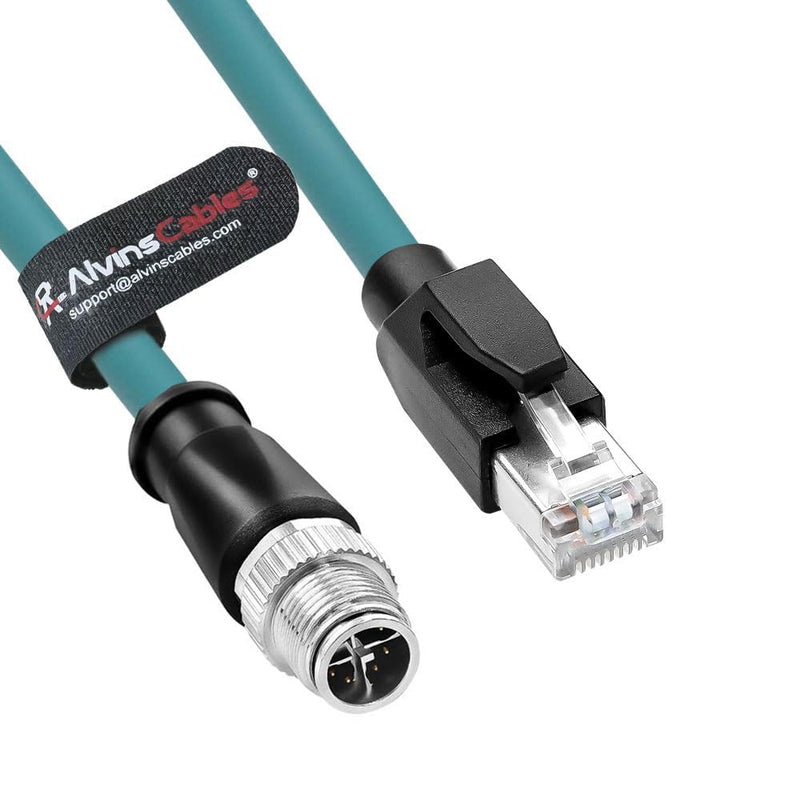 Alvin's Cables M12 8 Pin Male to RJ45 Shielded Ethernet Cable M12 X Coded 8 Position Cat6a Cable for Cognex Industrial Camera 8M/26ft 8M/26.2FT Straight 8 Pin Green
