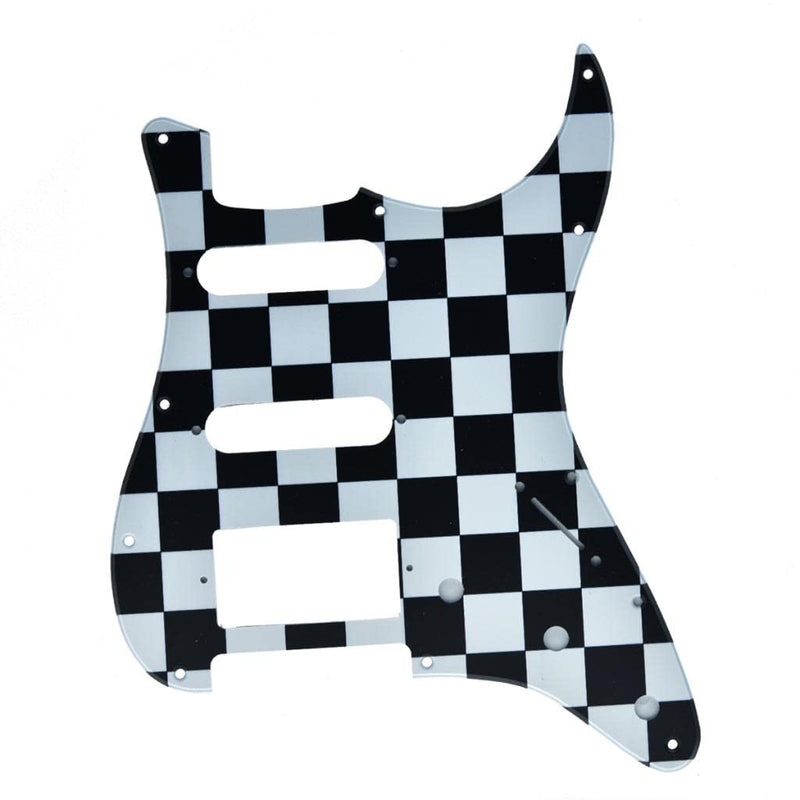 [AUSTRALIA] - Dopro Strat HSS Guitar 3D Printed Single plastic pickguard for USA/Mexican FD Strat Black/White Grid 