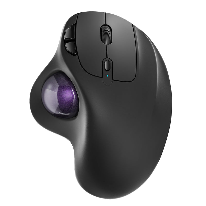 Nulea Wireless Trackball Mouse, Rechargeable Ergonomic, Easy Thumb Control, Precise & Smooth, 3 Device Compatible, Bluetooth or USB C-Purple
