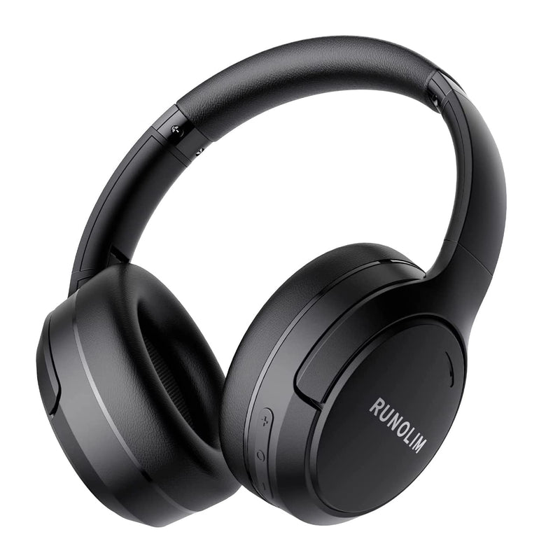 RUNOLIM Hybrid Active Noise Cancelling Headphones, Wireless Over Ear Bluetooth Headphones with Microphone, 70H Playtime, Foldable Headphones with HiFi Audio, Deep Bass for Home Travel Office Black