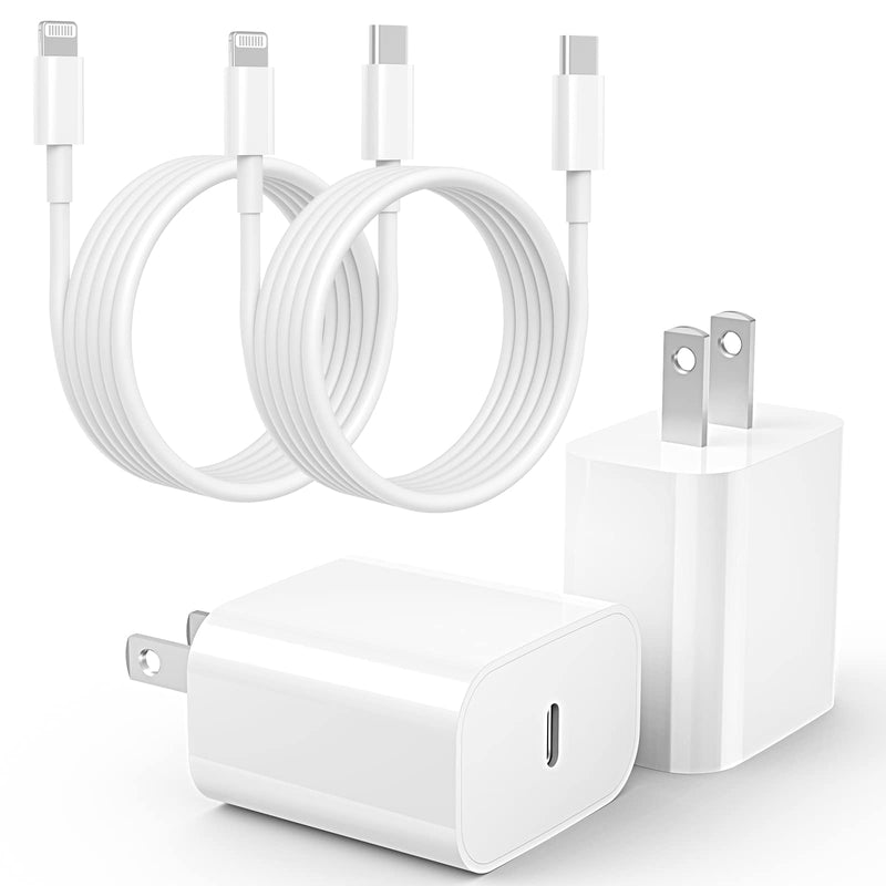 Ximytec 20W USB C Fast Charger [MFi Certified] Compatible with iPhone 14/13/ 12/11/ XS/XR/X/ 8 /iPad, 2Pack PD Type C Charger Blocks with 6FT Type-C to Lightning Cables