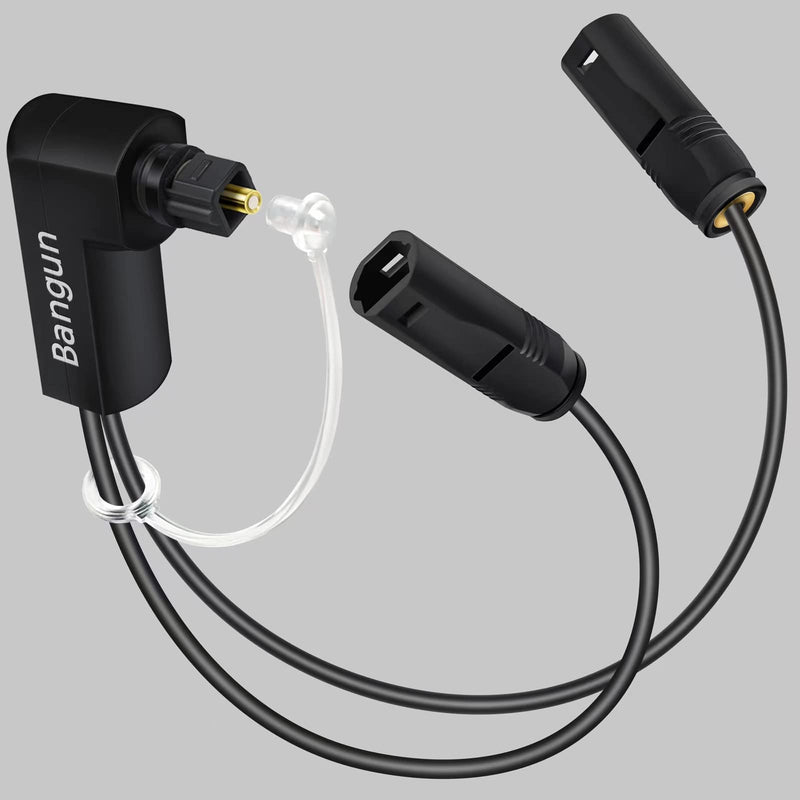 90 Degree Optical Audio Splitter 1 in 2 Out, Digital Toslink Fiber Optical Splitter Audio Adapter (1 Male Input 2 Female Output) for TV, Soundbar right angle plug