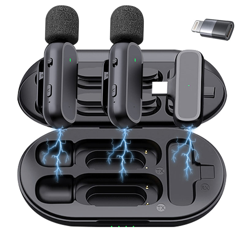 [AUSTRALIA] - 2 Pack Professional Wireless Lavalier Microphone for Android, iPhone iPad with Adapter Included Noise Reduction Plug-Play Clip on Lapel Mic for Youtube, Recording, Vlog, Facebook Live Streaming 