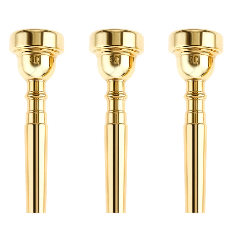 [AUSTRALIA] - 3 Pack Trumpet Mouthpiece 7C 5C 3C Trumpet Mouthpiece Set Compatible with Yamaha Bach Conn King Standard Trumpets for Beginners and Professional Players, Gold 