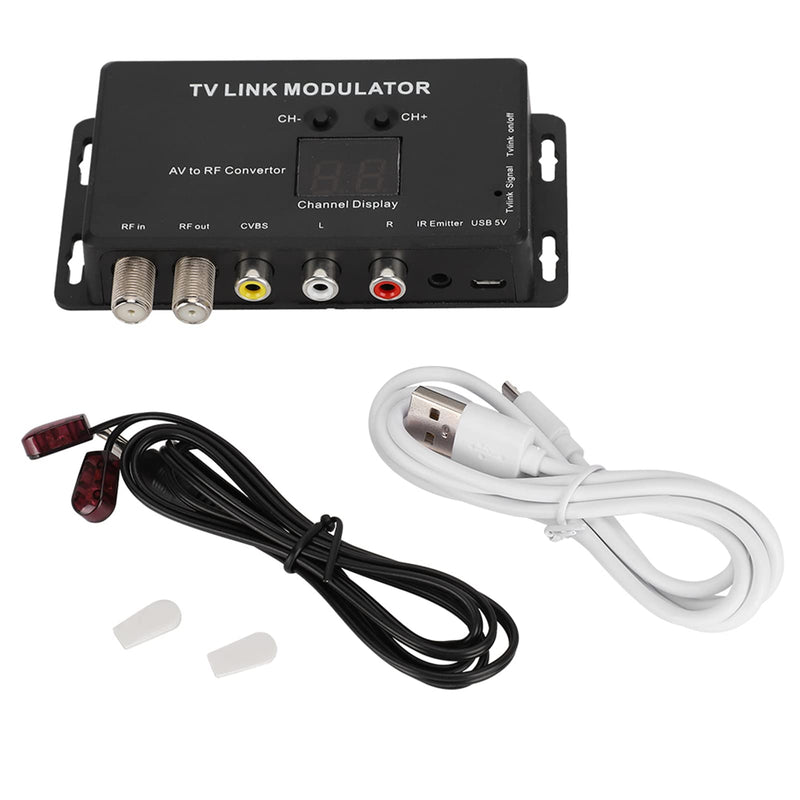 UHF Modulator, TM70 TV Link Modulator AV to RF Converter IR Extender with Channel Display RF Modulator for TV with USB Charge Cable