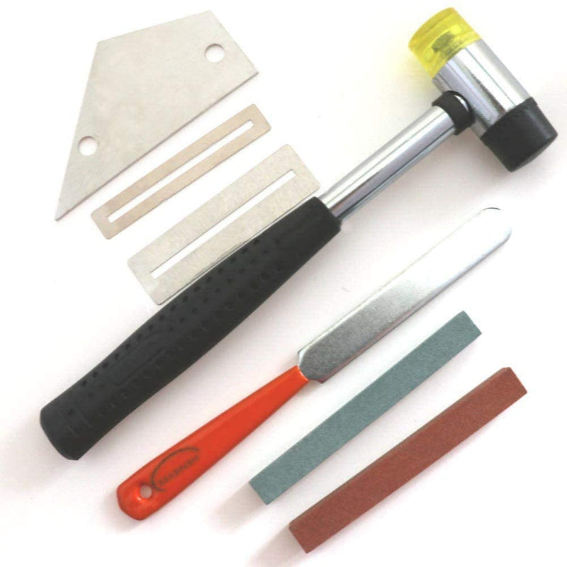 [AUSTRALIA] - Guitar Tool Kit include Double Headed Guitar Bass Fret Wire Rubber Hammer,Guitar Fret Crown File,Stainless Steel Fret Rocker,Fingerboard Guards Protectors and Grinding Stone for Guitar(7 piece set) 