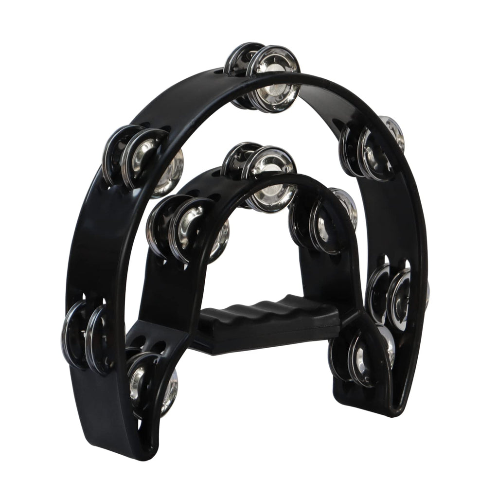 Tambourine Double Row Hand Held Percussion Tambourine with Metal Jingles for KTV Party (Black) Black