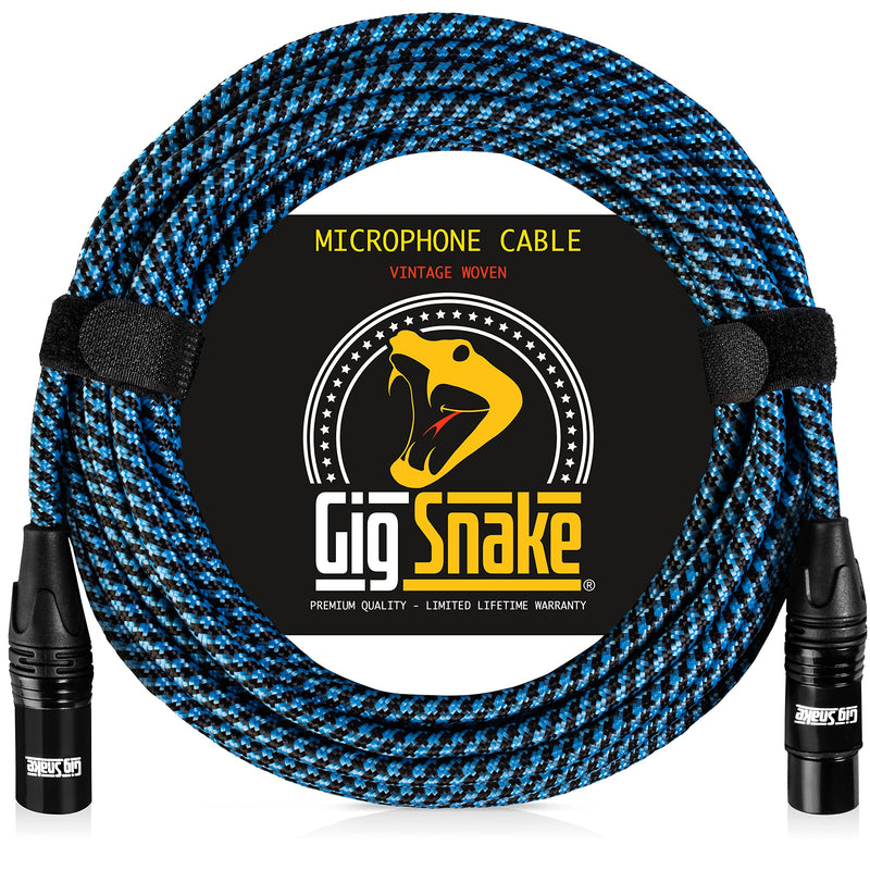 [AUSTRALIA] - Gig Snake Microphone Cable 25 ft - Blue XLR Male to Female Mic Cable - Professional Studio Quality Microphone Cord and XLR Patch Lead - Reliable Dynamic Low Noise Braided Microphone Wire 25FT 