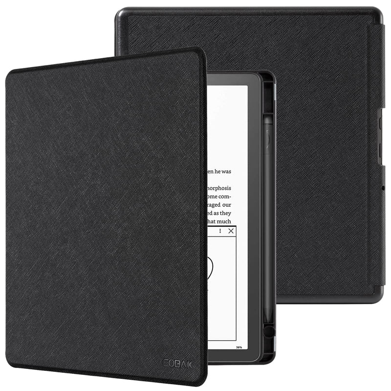 CoBak Case for Kindle Scribe - All New PU Leather Cover with Auto Sleep Wake Feature for Kindle Scribe 10.2" 2022 Released with Pen Holder Black