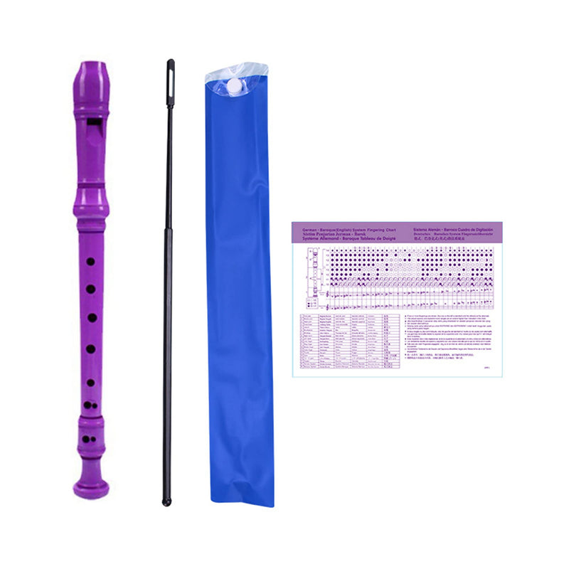 [AUSTRALIA] - German Style 8 Hole Soprano Recorder Instrument for Chrildren Kids Beginner Graduation or Back to School Gift with Cleaning Rod and Instruction (Purple) Purple 