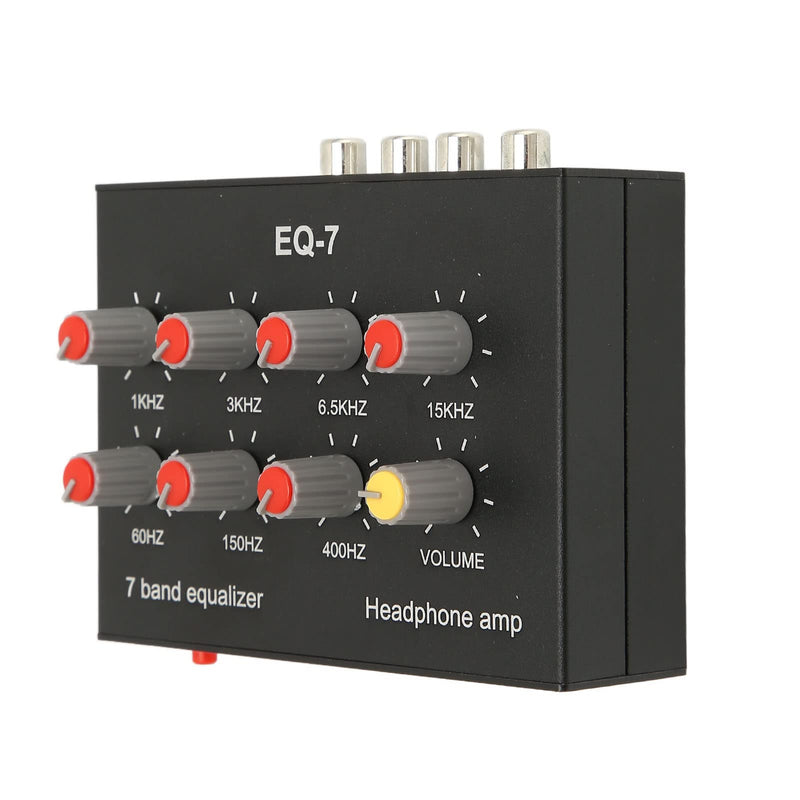 7 Band Sound Equalizer, Output Input, 12dB High Bass Adjustment, Two channel Digital Equalizer, 3.5mm Interface, for Recording, Streaming, Podcasting