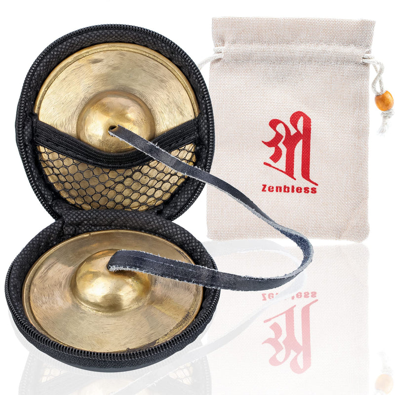 ZenBless Tibetan Tingsha Cymbals, with Storage Box and Fabric Case, Meditation Brass Chime Bells, Low and Mellow Voice for Spiritual Healing Mindfulness, Yoga Buddhist, Relaxation Musical Instruments Small-2.6 in(6.6cm)