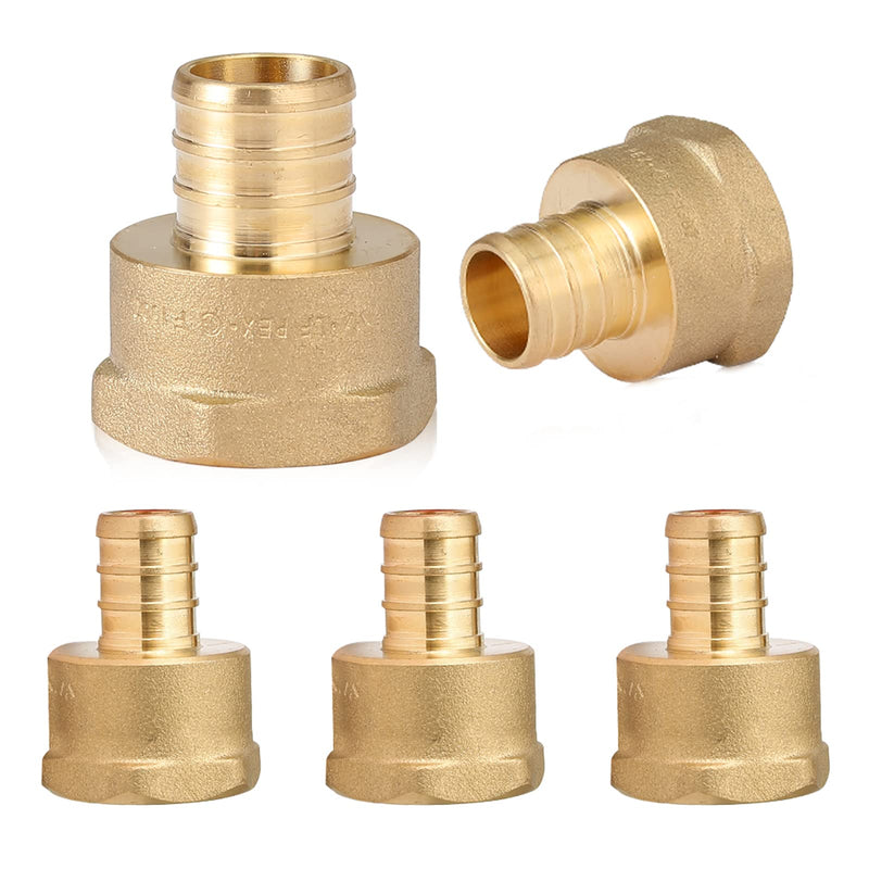 [AUSTRALIA] - (Pack of 5) PEX 3/4" x 3/4" NPT Female Threaded Adapter,Brass Pex Crimp Adapters Fitting for PEX Pipes in Plumbing Jobs(PEX1807044-5Pack) 3/4Inch(5Pack) Female Adapter 