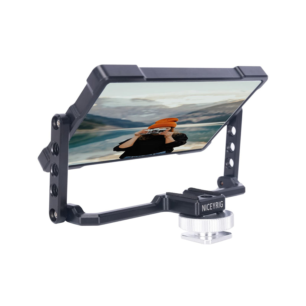 NICEYRIG Plus Vlog Vlogging Selfie Mirror Mount Applicable for iPhone 6.1'' 6.7'' and Android Mobile Phone, Horizontal & Vertical Filming Video Live-Streaming Group Selfie Photo - 534