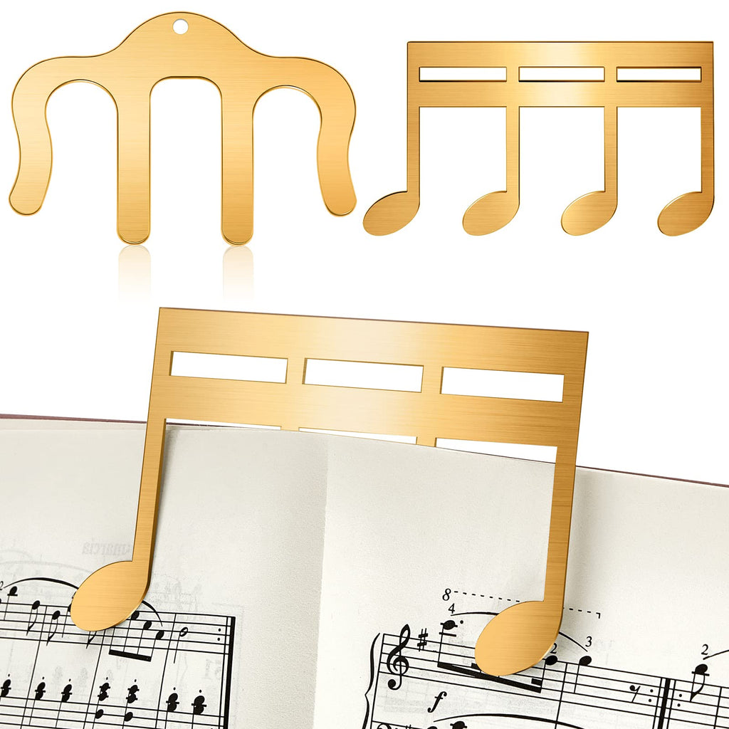 2 Pcs Metal Music Book Clip and Page Holder, Book Clip for Reading, Piano Sheet Music Holders Sheet Music Holders for Piano, Keyboard, Stands, and Books (Gold) Gold