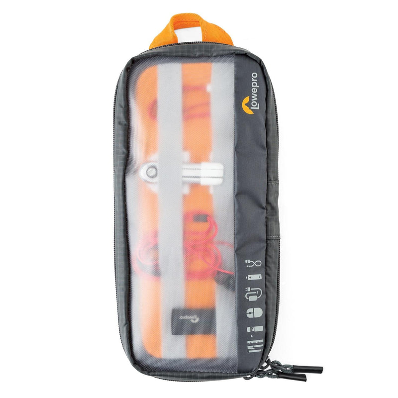 Lowepro GearUp Pouch Medium, Travel Essentials, Travel Case for PC Cords, Cables, Adapters, Batteries, Chargers, USB Sticks, Laptop Accessories, Made of Recycled Fabric, Grey Pouch Medium - New