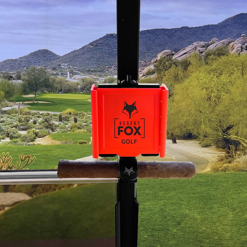 Phone Caddy + Cigar Holder - The Best Phone and Cigar Holder for Golf - Fits All Popular Smart Phones Cigars (Red) Red