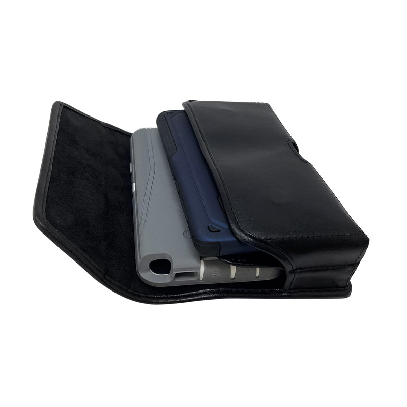 Turtleback Phone Belt Case Designed to fit 2 iPhone 14 Pro Max 13 Pro Max or S25 S24 S23 Note 20 Ultra, Black Leather Holster Pouch with Heavy Duty Rotating Belt Clip, Black Leather / Metal Clip Horiz Extra Large
