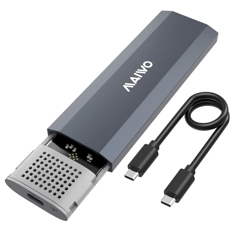 MAIWO M.2 SSD Enclosure Adapter, 10Gbps NVME Enclosure with Tool-free Design, 4TB Storage Expansion,M Keys,Aluminum Alloy,Automatic Sleep (FIts 2230/2240/2260/2280)