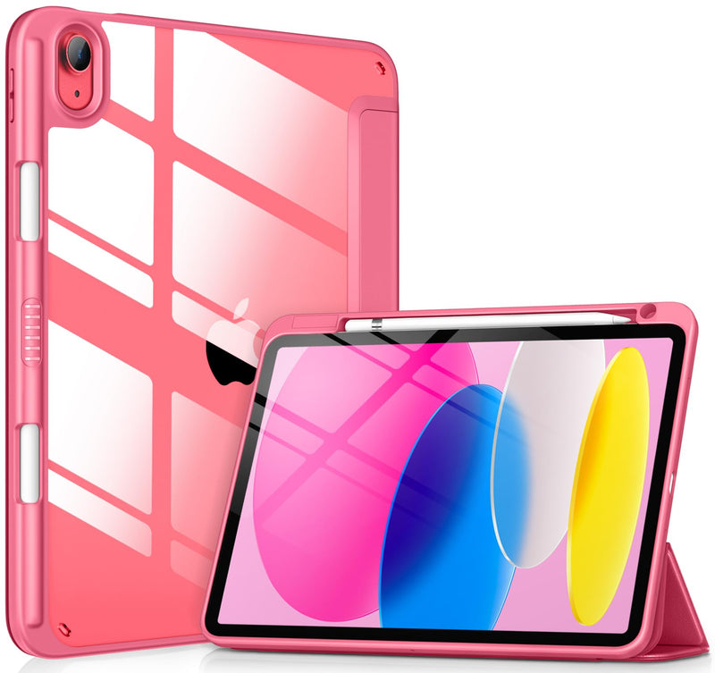 DTTOCASE for iPad 10th Generation Case 2022, 10.9 Inch Case with Clear Transparent Back and TPU Shockproof Frame Cover [Built-in Pencil Holder, Support Auto Sleep/Wake] -Watermelon Watermelon
