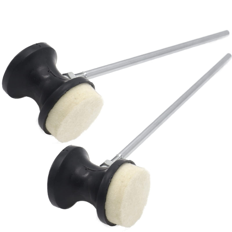 2pcs Double-Sided Bass Drum Pedal Beater, Double Kick Drum Pedals Beater, Stainless Steel Handle Bass Drum Pedal Beater with Felt Head, Drum Percussion Parts Accessories Black