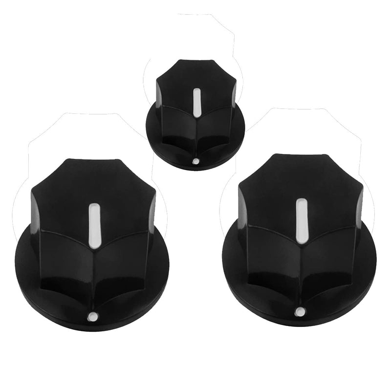 FLEOR Black Bass Guitar Knobs Plastic Volume Control Knobs 2 Big & 1 Small Size for JB Bass Parts