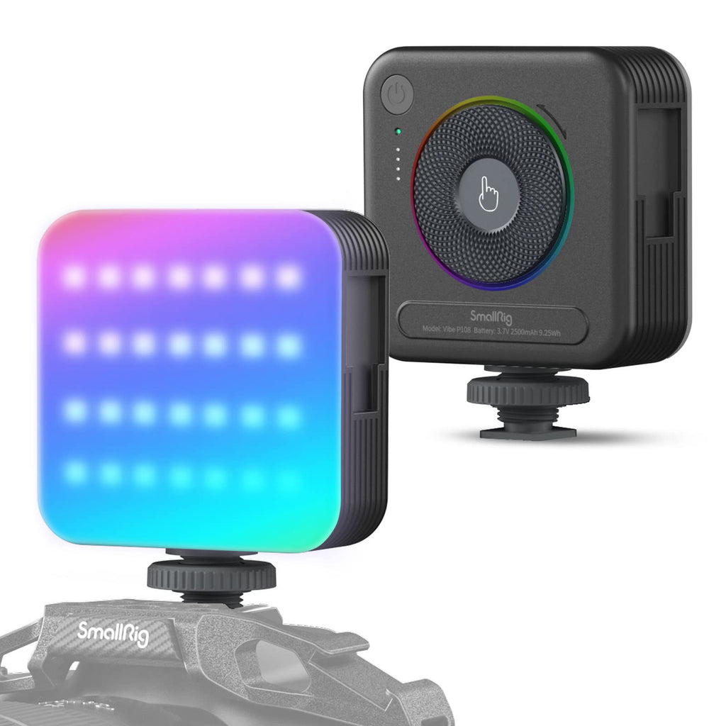 SmallRig P108 RGB Video Light,Portable LED Camera Lights 360° Full Color Photography Lighting w 3 Cold Shoe, 2500mAh Rechargeable On-Camera Video Light Panel 2700K - 6500K for YouTube, Vlogging 4055