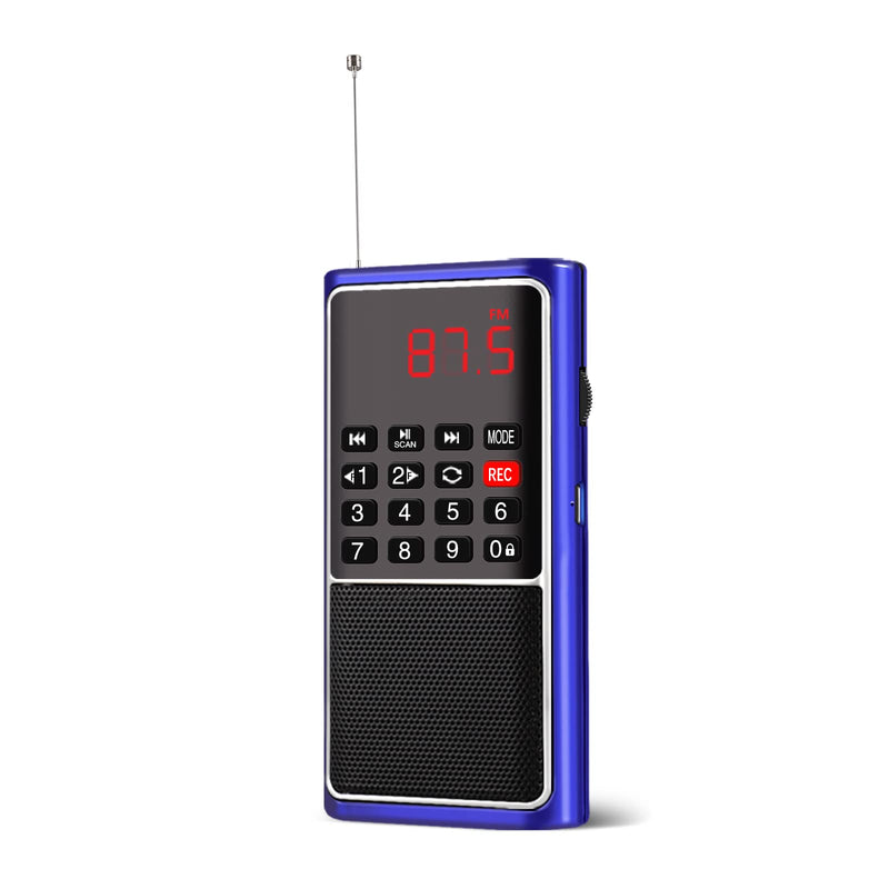 [AUSTRALIA] - Leting Portable Radio with Mp3 Speaker, Radios Porable FM, Radio Support Tf Card/USB/Music Recording, Emergency Radio Rechargeable Battery Powered,FM Radio with Best Reception (Blue) BLUE 