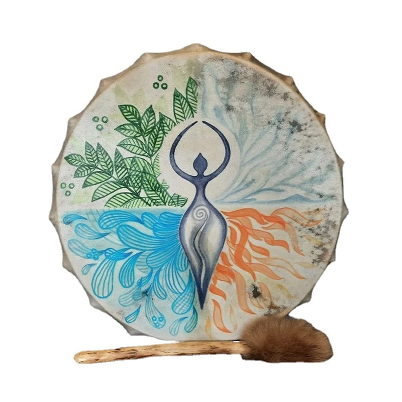 FIRLAR Shaman Drum,10 Inch Shaman Hand Drum With Drum Stick, Instrumental Shaman Alchemy Moon Drum, Sound Healer Shaman Drum For Spiritual Music, Reflection Meditation (Tree) Tree