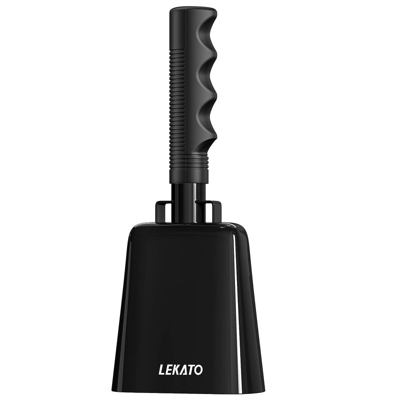 Cowbell Noise Makers with Handle, Cowbell for Sporting Events 8 Inch Cheering Steel Cow Bell for Football Games,Party, Concert, Graduation, School, Farm Ranch(Black) Black