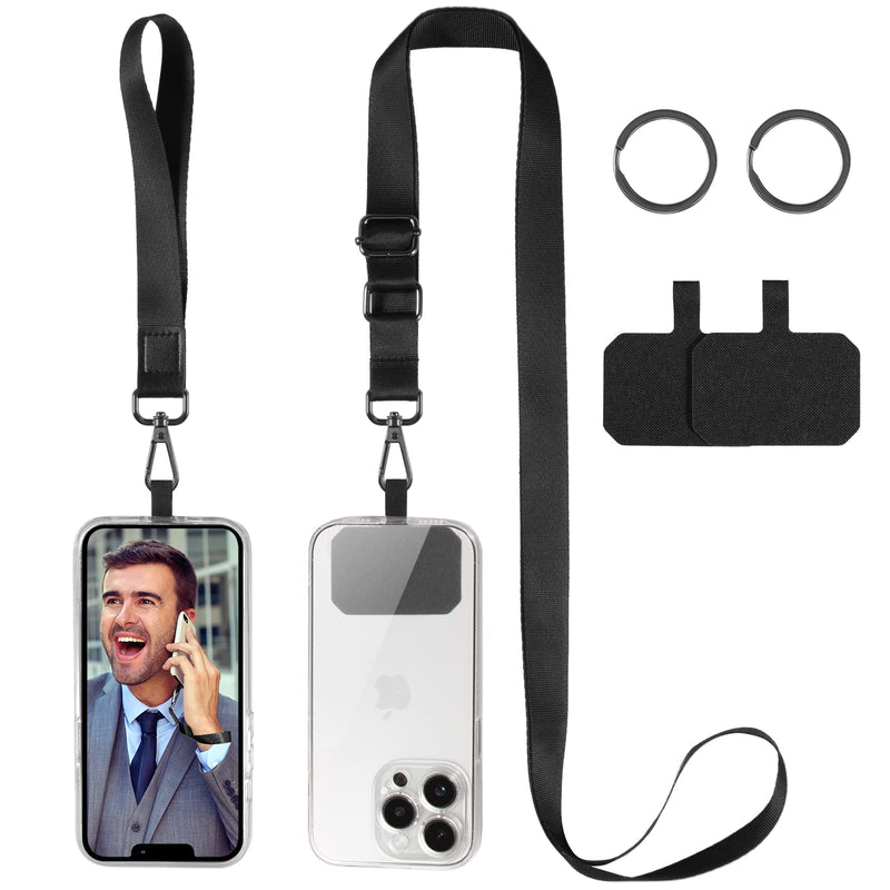 Cell Phone Lanyard,Crossbody Lanyards，Shoulder Neck Strap 1-pure Black