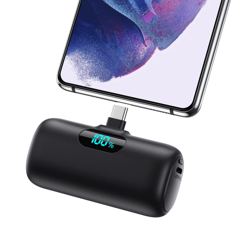 [AUSTRALIA] - Mini Portable Charger 5000mAh Power Bank,15W PD USB C Cell Phone Portable Power,LCD Display Battery Pack Compatible With iPhone 16/15/15 Plus/15 Pro/15 Pro Max/Android/Samsung/Moto/LG(Type-C Only) Black 