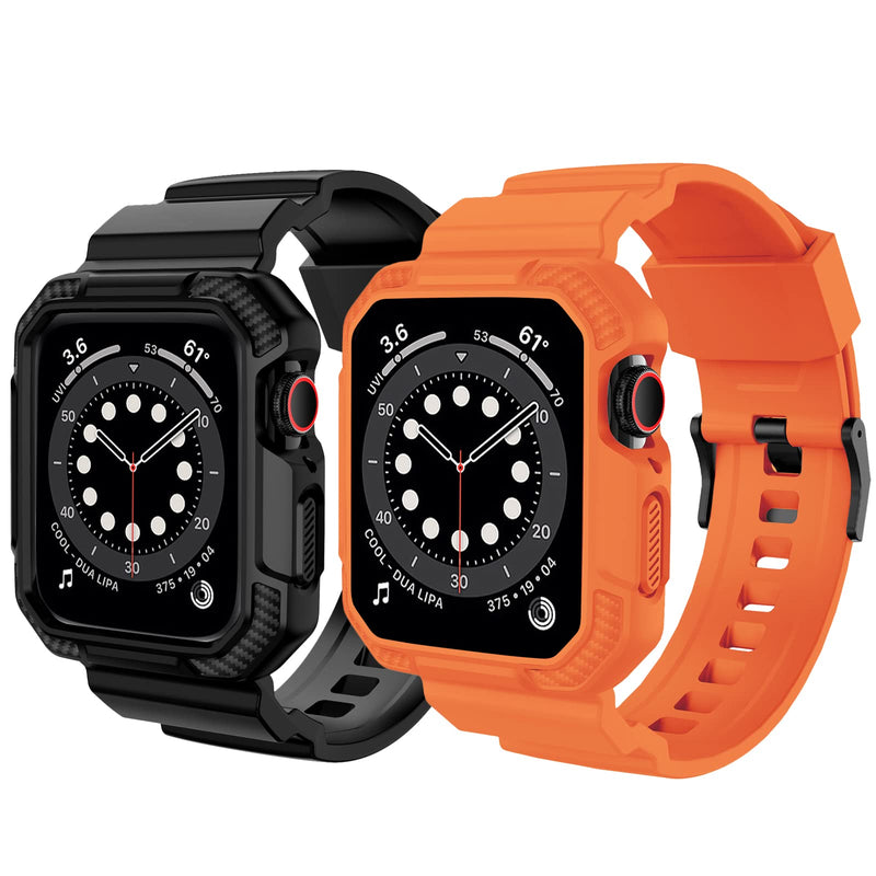 OROBAY Compatible with Apple Watch Band with Case 41mm 40mm 38mm, Matte Black and Orange