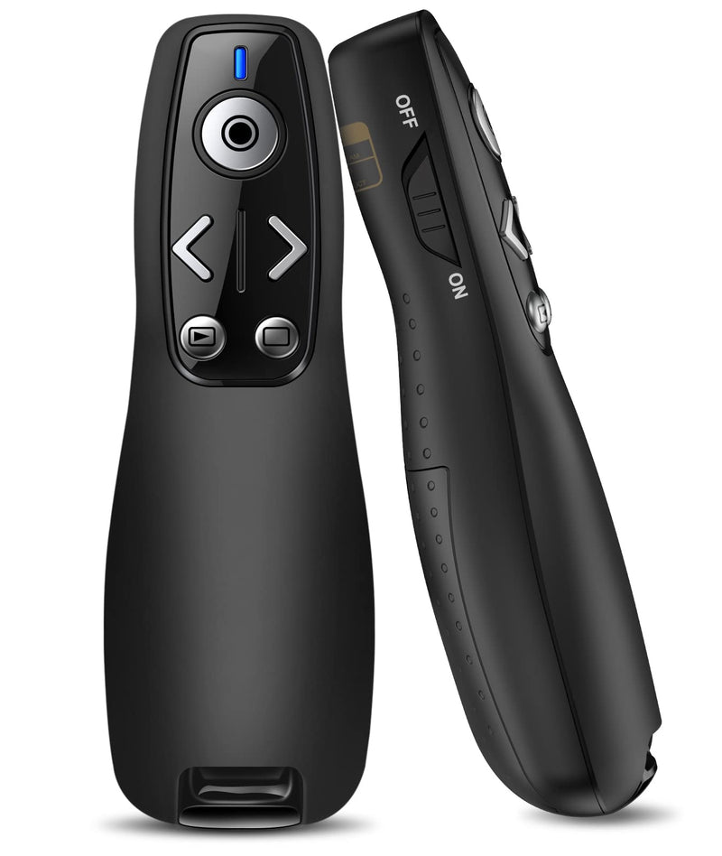 Presentation Clicker Wireless Presenter Remote for PowerPoint, RF 2.4GHz USB Powerpoint Clicker with Hyperlink & Volume Control PowerPoint Slide Advancer for Mac, Computer, Laptop Black-Red Light