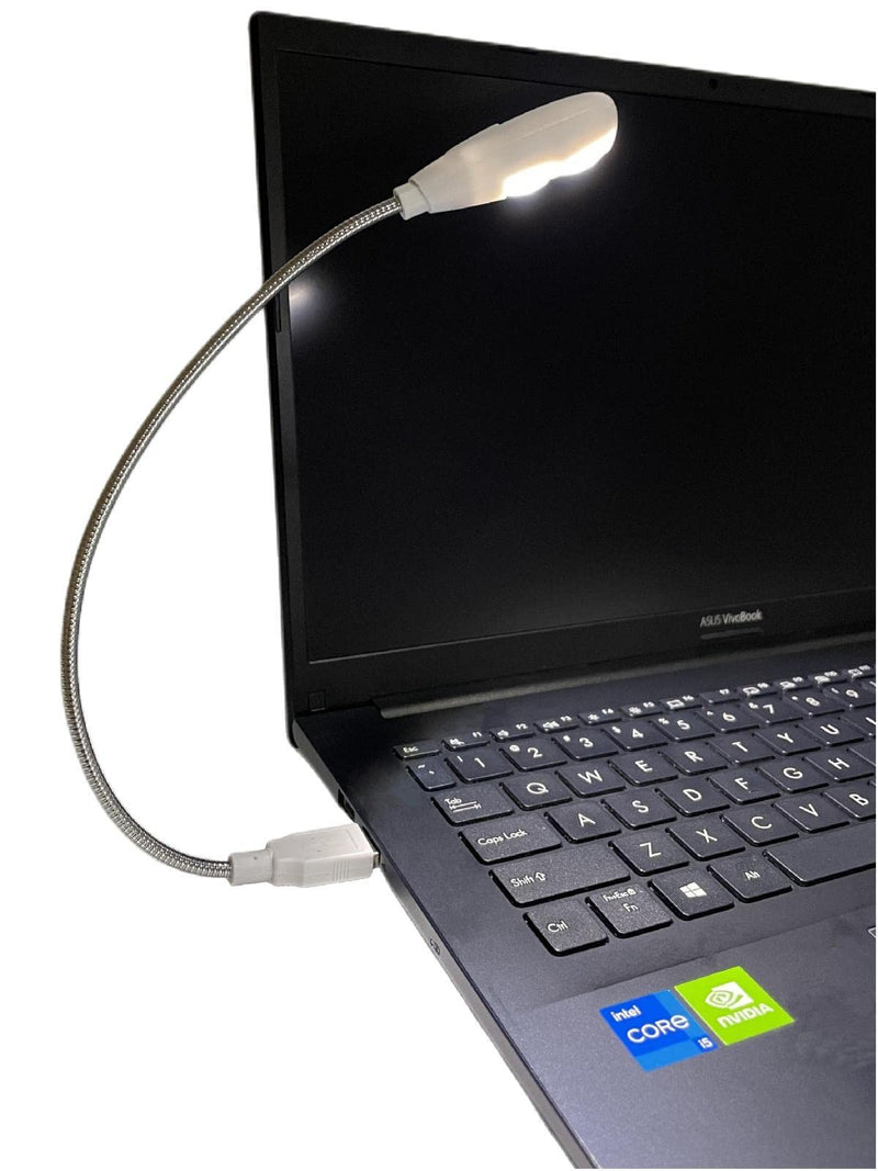[AUSTRALIA] - LED USB Reading Lamp Light with 2-Brightness Dimmable Setting, Flexible Gooseneck USB Light for Notebook Laptop Keyboard, Powerbank(On/Off Switch, 1 White+1 Mini USB Light) 