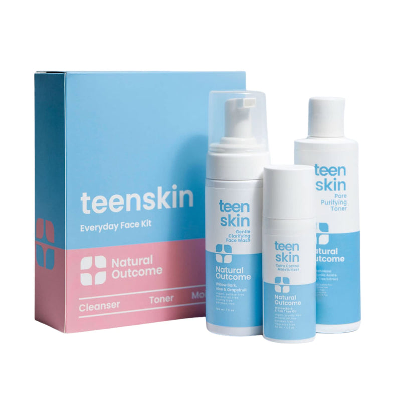 Teen Skin 3-Step Skin Care Kit | Daily Boys & Girls Skin Care Regimen | Face Wash, Toner, & Moisturizer | Perfect for Teens Preteens & Kids Looking to Prevent Acne | 3 Pc