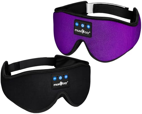 MUSICOZY Sleep Headphones Bluetooth Headband Sleeping Headphones Sleep Mask, 3D Wireless Music Sleeping Headband for Side Sleepers Men Women with Thin Stereo Speaker Cool Tech Gadgets Gifts of 2 Pack