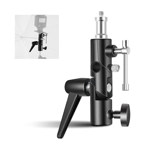 NEEWER Camera Flash Bracket H Type Mount with Umbrella Softbox Holder, 180° Swivel Adjustable Metal Light Stand Adapter with 1/4" to 3/8" Screw Adapter for Speedlite LED Light Stand Tripod (2 Pack) FB-1(2-Pack）