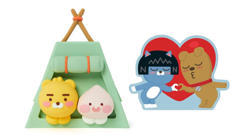 KAKA0 Official Merchandise Gift Set- Little Ryan and Little Apeach Camping Themed Stand Dock Case Compatible with Apple Watch + Heart Memocard Included