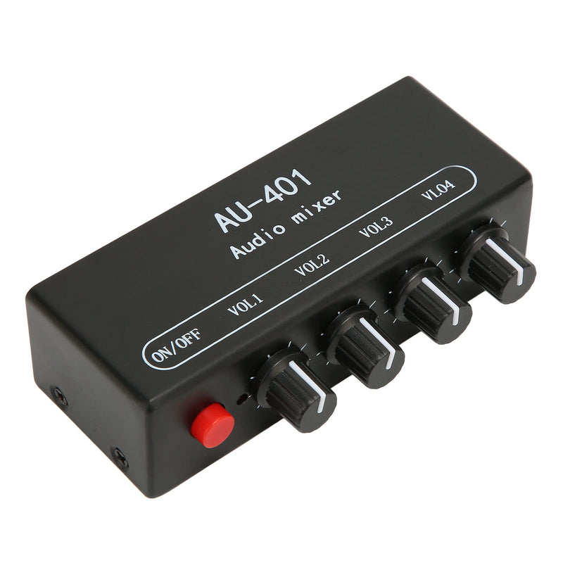Zopsc 4-Channel Stereo Audio Mixer, 4 In 1 Out, 3.5mm, Black