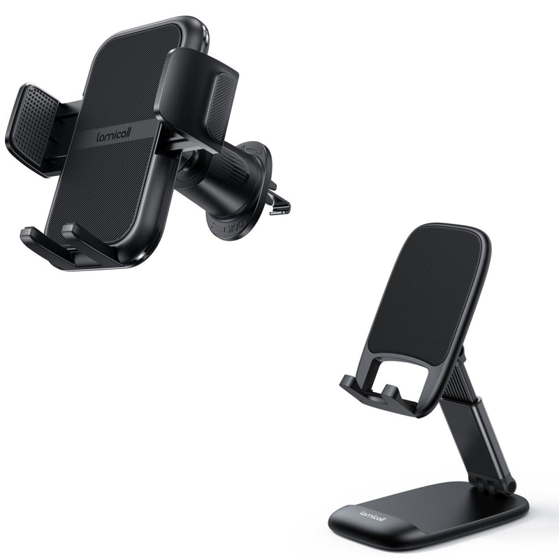 Lamicall Phone Holder Car Vent and Foldable Phone Stand for Desk