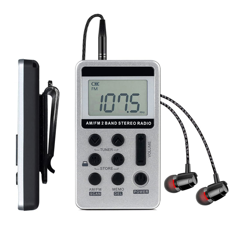 [AUSTRALIA] - Portable AM FM Radio with Digital Tuning LCD Display, SWDSTP Rechargeable Pocket Radio with Stereo Earphone and Detachable Belt Clip for Walking, Jogging 