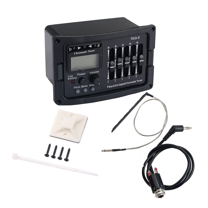 5 Band Acoustic Guitar Preamp EQ Equalizer Pickup Acoustic Guitar Amplifier Digital Chromatia Tuner Piezo Pickup for Acoustic Guitar Accessory TEQ5