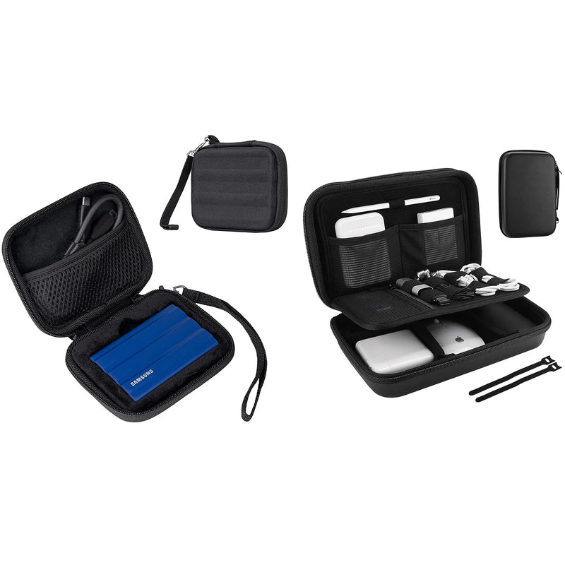 ProCase Portable Hard Drive Case Bundle with Travel Electronic Organizer