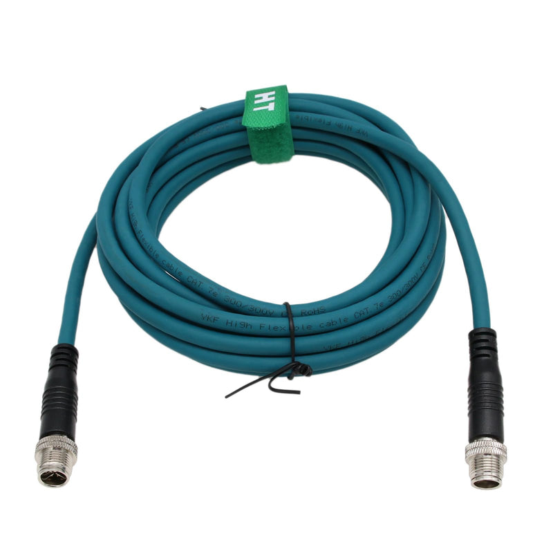 M12 8 Pin X-Coded to 8 Pole X-Coding Gigabit Ethernet Cat7e Cable for Cognex Industrial Sensor Camera High Speed Shielded 8m