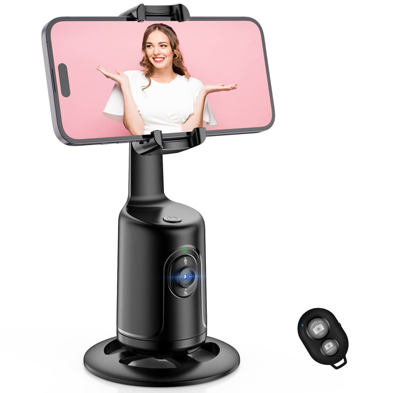[AUSTRALIA] - Auto Face Tracking Tripod, No App, 360° Rotation Face Body Phone Camera Mount 3000mAh Rechargeable Battery Gesture Control, Smart Shooting Holder for Vlog, Streaming, Video, Tiktok- Black 