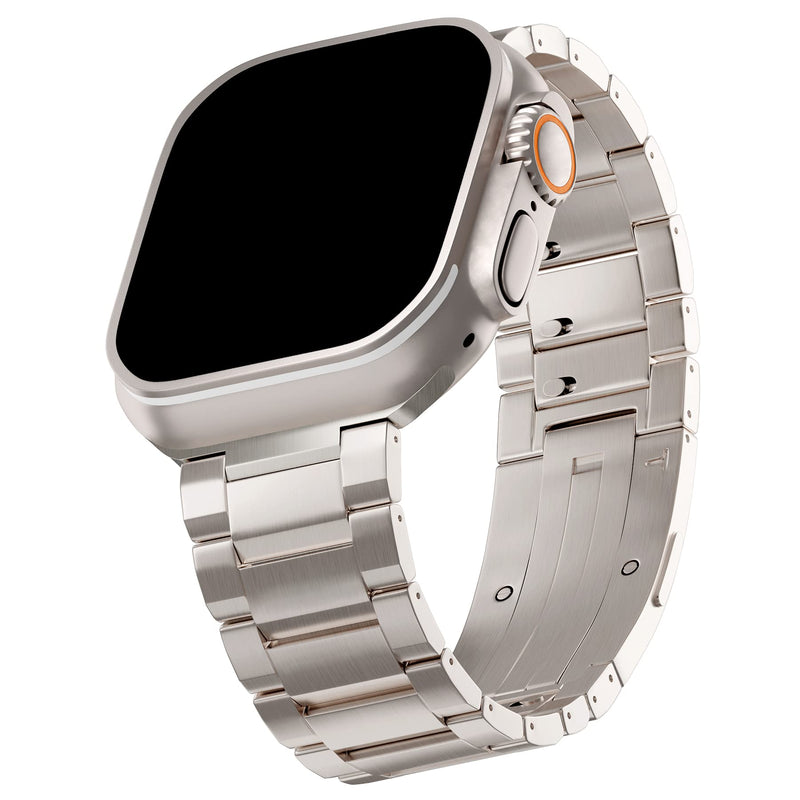 LDFAS Compatible for Apple Watch Ultra 3/2 Band 49mm,Series 10 46mm Titanium Metal Strap with Hidden Buckle Compatible for Apple Watch 9/8 45mm Bands Retro: Silver Gray