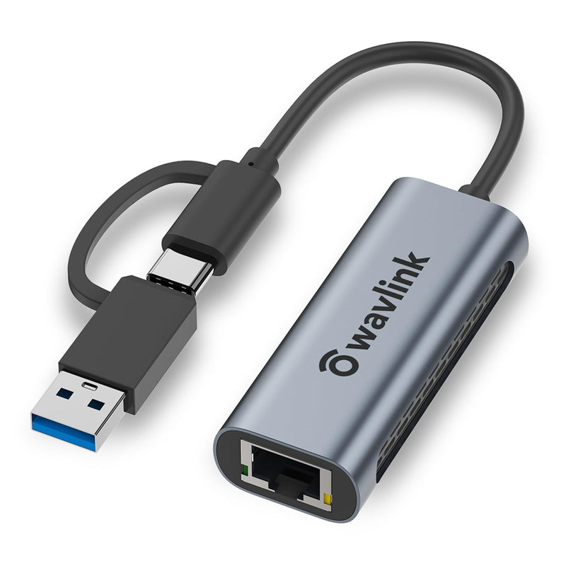 [AUSTRALIA] - Wavlink USB C to Ethernet Adapter 2.5 Gbps, 2-in-1 USB to 2.5G Ethernet Adapter, USB-C to RJ45 Network Converter (Thunderbolt 4/3 Compatible), Aluminum Case for Windows, Mac OS, iPad OS and More. 2.5GbE 
